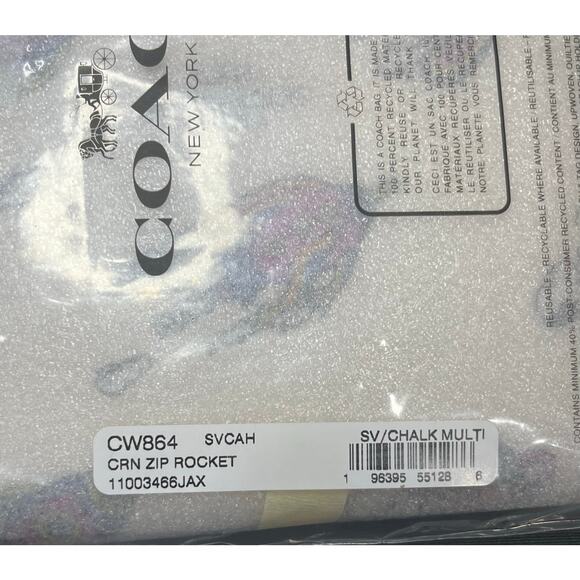 New With Tags Coach CW864 Cosmic Coach Corner Zip Wristlet With Rocket Print - Picture 6 of 7